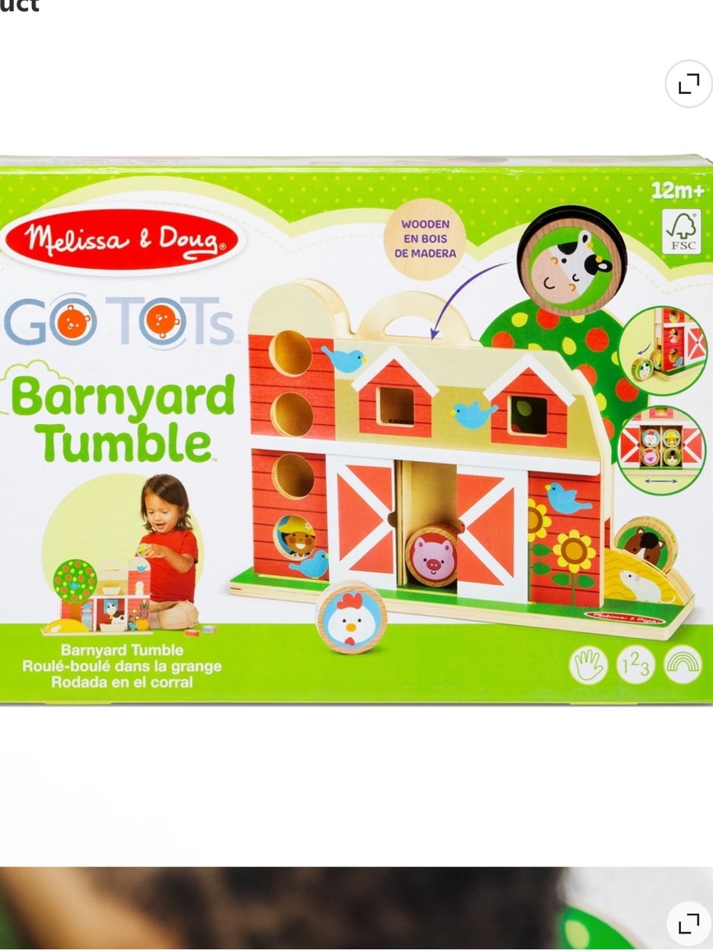 New in box Melissa & Doug GO TOTs Barnyard Tumble Wooden Barn Toy